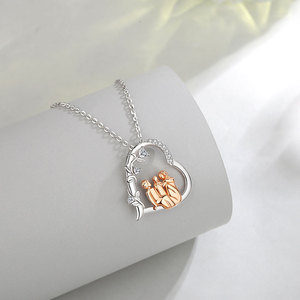 Merryshine Zirconia 925 Corazón de plata esterlina <span class=keywords><strong>familia</strong></span> te amo madre bebé mamá Collar para mujer - Product Image 2