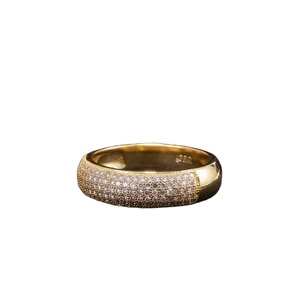 Bague plaquée or pour femmes, multi-rangs, pavée de zircone cubique, large, de luxe, empilable, pour mariage et fête - Product Image 5