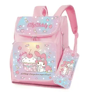 cartoon student backpack Cute anime student Stationery large school shoulder bag with pencil case