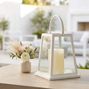 Candelabros de Vidrio con Marco de Metal Blanco Moderno para Decoración del Hogar y Bodas - Product Image 1