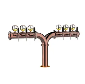 促销不锈钢 Y 形啤酒字体分配器 6 水龙头啤酒水龙头塔啤酒柱与 led灯