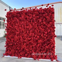 Mur de fleurs rouge sur mesure 8x2 pieds pour la décoration de mariage