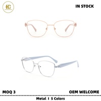 Gafas Ópticas Metálicas de Estilo Conciso de Alta Gama en Stock con Patillas de Acetato 3D, Monturas Duraderas de Aro Completo para Uso Diario