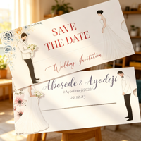Cartes d'invitation de mariage coulissantes de luxe personnalisables pour la mariée et le marié, impression numérique, motif dessin animé, pochette coulissante imprimée