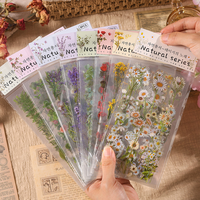 6 feuilles d'autocollants botaniques transparents en PET, esthétiques, décorations florales vintage pour scrapbooking, bullet journal et DIY