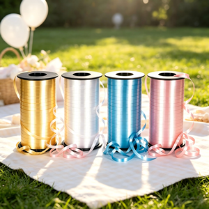 Wholesale Metallic Tone Solid PP <b>Ribbon</b> Spool Custom Printed <b>Ribbon</b> for Christmas Gift Box Wedding Favor Floral Wrapping - Product Image 3