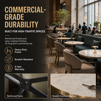 Ensemble de table et chaises de bistrot commercial en bois, style moderne et luxueux, pour hôtel, café, restaurant, projet sur mesure J2S