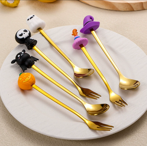 Juego de Cubiertos de Acero Inoxidable con Diseño de Calabaza y Fantasma para Halloween, Cuchara y Tenedor de Dibujos Animados, Vajilla para Fiestas, Venta al por Mayor - Product Image 3
