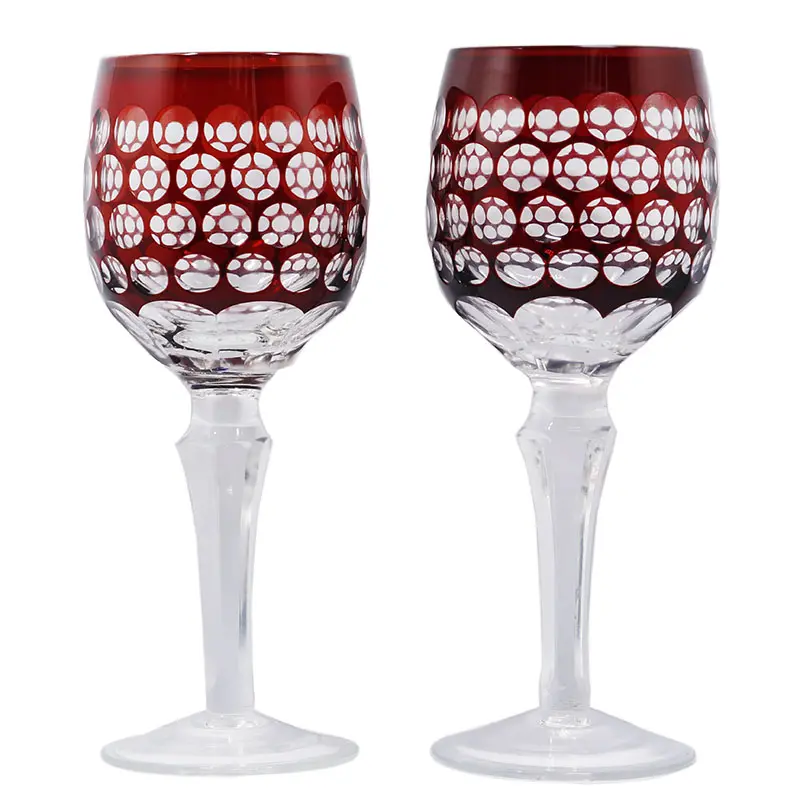 Japanese Edo Kiroko Style Wine Goblet Hand Cut Old Fashioned Red Wine Glass Stemware For Wedding Party Bar