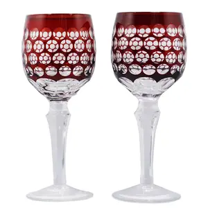 Japanese Edo Kiroko Style Wine Goblet Hand Cut Old Fashioned Red Wine Glass Stemware For Wedding Party Bar