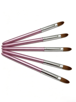 Pinceau à ongles en acrylique 100% pur Kolinsky Allemagne, usage professionnel de luxe, logo personnalisé sur le capuche, manche en métal rose