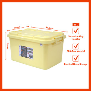 Multi Color Baby Plastic <b>Box</b> <b>Lockable</b> <b>Storage</b> Bin Food Grade PP 35L Airtight Eco-Friendly Durable Easy Clean Organizer Secure - Product Image 3