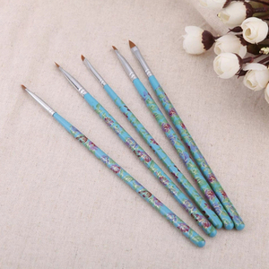 5 Pcs Nail Art Brush Set Nylon Crimped Ferrule Printing Handle Flat Slant Gel Nail Painting Manicure Salon Nail Brushes Kit - Product Image 4