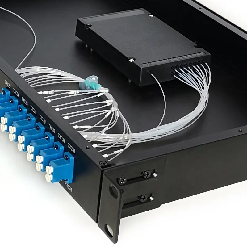 5G Fiber optik ekipman raf montajı 100ghz MUX DEMUX 1270nm ~ 1610nm 16 kanal DWDM Fiber adaptör ve konektörler 3 yıl ZG TECH