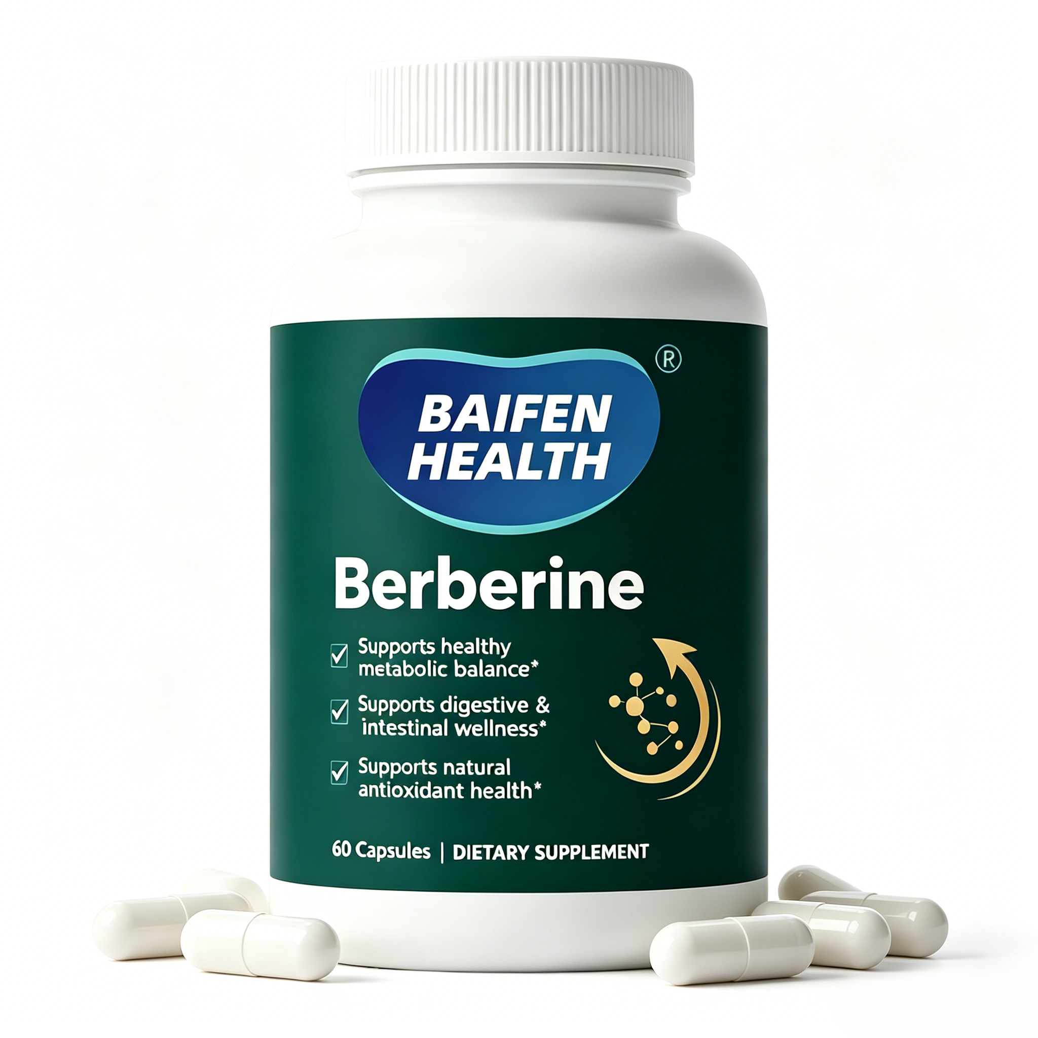 OEM/ODM Private Label Berberine Capsules Metabolic Balance Digestive Gut Wellness Antioxidant