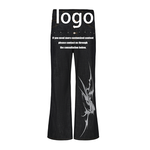 กางเกงยีนส์ทรงบูทคัท Thorn Totem Raw Selvage <span class=keywords><strong>Okayama</strong></span> รุ่นอเนกประสงค์สำหรับผู้ชายและผู้หญิง ดีไซน์เนอร์สตรีทแฟชั่น ทรงแบ็กกี้ - Product Image 2
