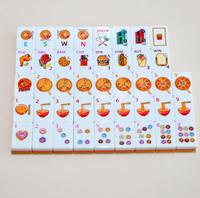 Set Mahjong Tema Makanan Amerika OEM Kustom 160 Ubin Akrilik Dengan Rak Label Pribadi Grosir untuk Hadiah Malam Permainan