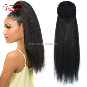 Perruque queue de cheval Afro synthétique lisse et crépue — noble, <span class=keywords><strong>chignon</strong></span> de <span class=keywords><strong>cheveux</strong></span> longs pour femmes, queue de cheval, <span class=keywords><strong>cheveux</strong></span> YAKI de 22 pouces, offre spéciale - Product Image 1