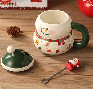 Bonito juego de tazas navideñas de cerámica con tapa y cuchara, regalos de empresa para la temporada navideña - Product Image 2