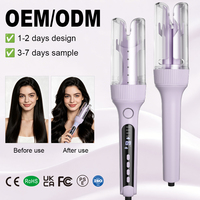 Pengeriting rambut portabel, pengeriting rambut profesional keramik 30Mm, pengeriting rambut putar otomatis ionik ajaib instan