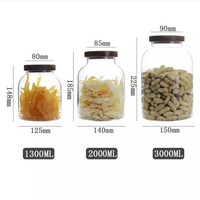 Usine 3000ml Transparent Haute Borosilicate Verre Café Grain De Stockage Alimentaire Hermétique Pot Acacia Couvercle En Bois pour Cuisine Épice Utilisation