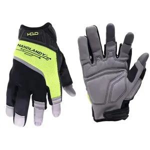 HANDLANDY 3 Fingers uv protection Vibration-Resistant screen forklift Assembly fingerless fishing mechanic Gloves