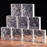 Bloc de verre cristallin solide, briques transparentes carrées à motif de glace, cloison pour salle de bain, cuisine, décoration intérieure