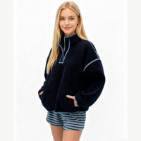 Sweat-shirt uni pour femme en coton doux, décontracté, à manches longues, en promotion