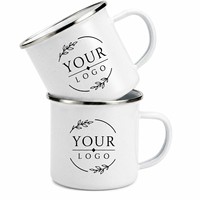Cadeaux promotionnels personnalisés de 12 oz Tasse en métal émaillée de 12 oz Tasse de voyage de camping Tasse à café émaillée à sublimation avec bord argenté