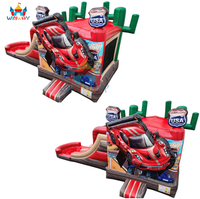 Château gonflable à thème automobile américain avec toboggan - Château gonflable à thème automobile pour enfants pour les fêtes en plein air