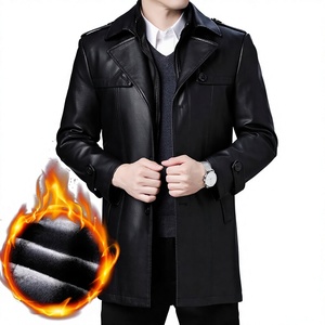 Veste en cuir pour homme GURUNA-Z-INDUSTRY de qualité supérieure, toutes saisons, col en polaire, fermeture éclair, design bicolore, manches longues, coupe-vent - Product Image 1