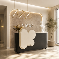 Comptoir de réception incurvé moderne de luxe léger sur mesure pour salon de beauté, magasin de vêtements, bureau, poste d'infirmière, hôtel, caisse