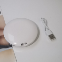 Miroir de maquillage de poche compact cosmétique rechargeable rond en diamant de luxe bling LED