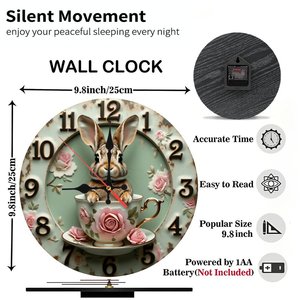 Round Wooden Wall <b>Clock</b> 25x25cm <b>Silent</b> Non Ticking Easy Read Home Decor <b>Clock</b> - Product Image 2