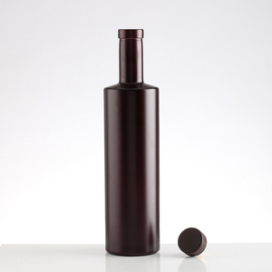 Bouteille de vin en verre givré noir, bouteille vide haut de gamme pour whisky et <span class=keywords><strong>vodka</strong></span>, logo personnalisable, bouteille de vin rouge élancée - Product Image 2
