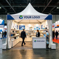 Tente d'exposition imperméable pour salon professionnel avec structure en acier thermolaqué, service de logo et design personnalisés pour le sport et le camping
