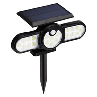 Lampe murale solaire transfrontalière à trois têtes réglables et à intensité variable, avec détecteur de mouvement, étanche IP44, source lumineuse COB, pour jardin (AAA)