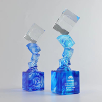 Trophée cube en cristal transparent avec gravure laser, logo personnalisé, style HONOR, coffret cadeau pour les récompenses et souvenirs des événements sportifs