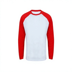 <b>Men's</b> <b>Red</b> and White Solid Long Sleeve Cotton Polyester <b>Sweatshirts</b> with Digital Printing Custom Logo Loose Fit for Winter - Product Image 1