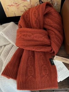 Écharpe pour femme <span class=keywords><strong>en</strong></span> <span class=keywords><strong>laine</strong></span> australienne 100% premium, écharpe d'hiver classique <span class=keywords><strong>en</strong></span> tricot torsadé, écharpe rétro rouge Ancona de style britannique, chauffe-<span class=keywords><strong>cou</strong></span> chaud - Product Image 6