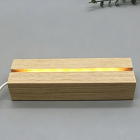 Base de lampe LED en bois pour veilleuse 3D en acrylique, support rectangulaire pour lampes, base USB en bois, lampe de table avec logo, décoration de chambre