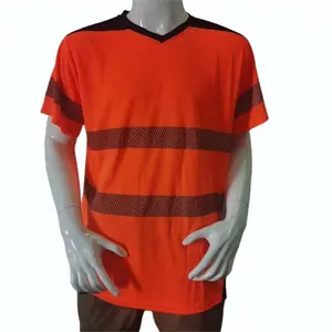 Camiseta de trabalho com listras reflexivas Hi Vis para homens, camiseta de trabalho de segurança e construção Hi Vis