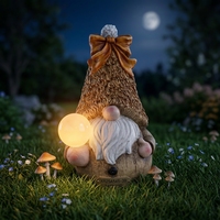 Statue de gnome en MgO de 15 pouces de haut avec lumières LED pour la décoration intérieure et extérieure des fêtes de Noël