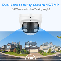 Cámara de Seguridad IP Panorámica de 180 Grados con Molde Privado NDAA 4K, Audio Bidireccional, Totalmente Metálica, IP67, 8MP, Doble Lente, POE, Cámara de Red IP