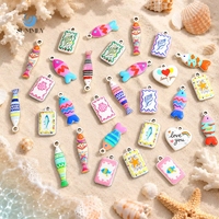 SUMMLY Breloques tendance en émail marin, motifs poissons, coquillages et cœurs, en acier inoxydable plaqué or 18 carats, vente en gros, pour la fabrication de bijoux DIY