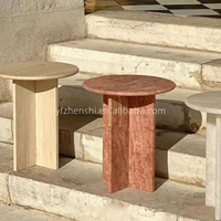 Table en marbre travertin de haute qualité et à prix raisonnable pour le jardin, l'intérieur et l'extérieur, design tendance, ronde, pour le café et le thé