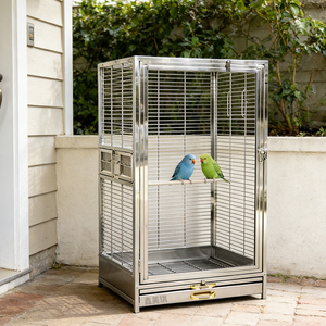 Ultra-Luxuriöser Verschleißfester Edelstahl Metallischer Volierenkäfig Ungiftig Haustierfreundlicher Papageienkäfig Transportbox - Product Image 1