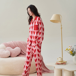 <span class=keywords><strong>Pigiama</strong></span> Autunnale da <span class=keywords><strong>Donna</strong></span> di Alta Qualità, Stile Cinese, Taglia Grande, Maniche Lunghe, Elastico in Vita, in <span class=keywords><strong>Cotone</strong></span> e Spandex, Traspirante e Morbido - Product Image 2