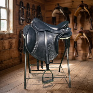English Dressage Saddle Leather Wood Tree Brass Hardware Black Color Equestrian Item Heavy Duty Leather Horse Saddle For Sale - Product Image 1
