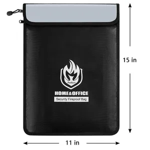 Custom Logo Waterproof Document Holder Extra Large Fireproof Bag In Gray Fabric Factory Fireguard For Guarding Documents